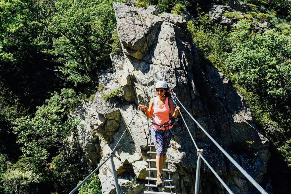 Lozere - der Klettersteig Via Ferrata des Rousses - Highlight Hängeseilbrücke